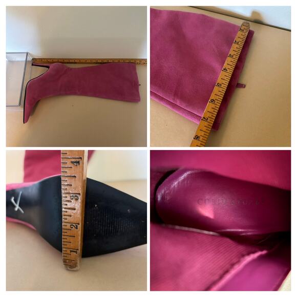 Colin Stuart Suede Stiletto Boots Womens 8.5 Hot Pink Pointed Toe Knee High Heel - Picture 8 of 9